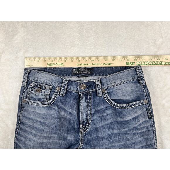 Silver Jeans Mens 34x30 Craig Bootcut Light Wash Denim Distressed Medium Wash - Picture 4 of 8
